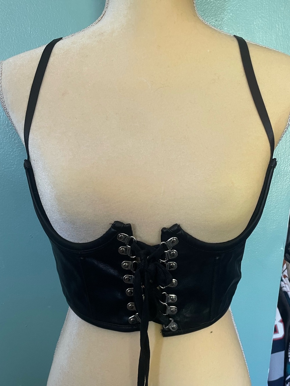 Black Faux Leather Underbust Corset